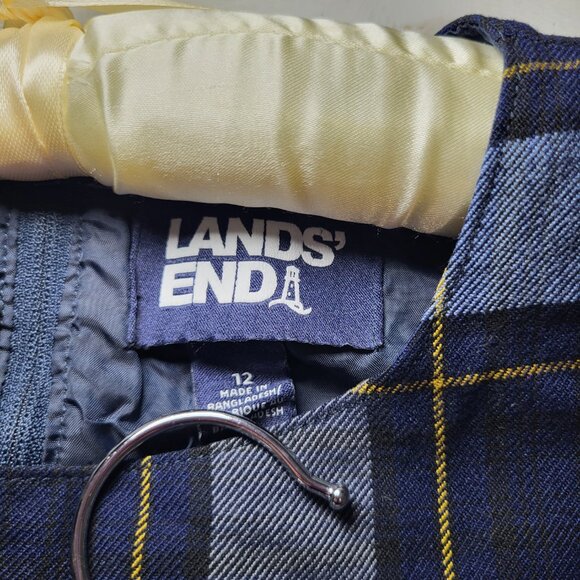 Land's End Girl's School Uniform Dress Blue Yellow Plaid Size 12. Preppy. - Picture 2 of 7